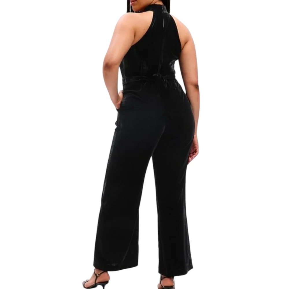 7 For All Mankind Black Velvet Jumpsuit - Picture 2 of 9